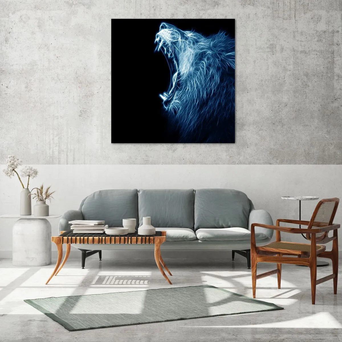 Obraz na skle - Ohnivý hněv krále - 70x70 cm