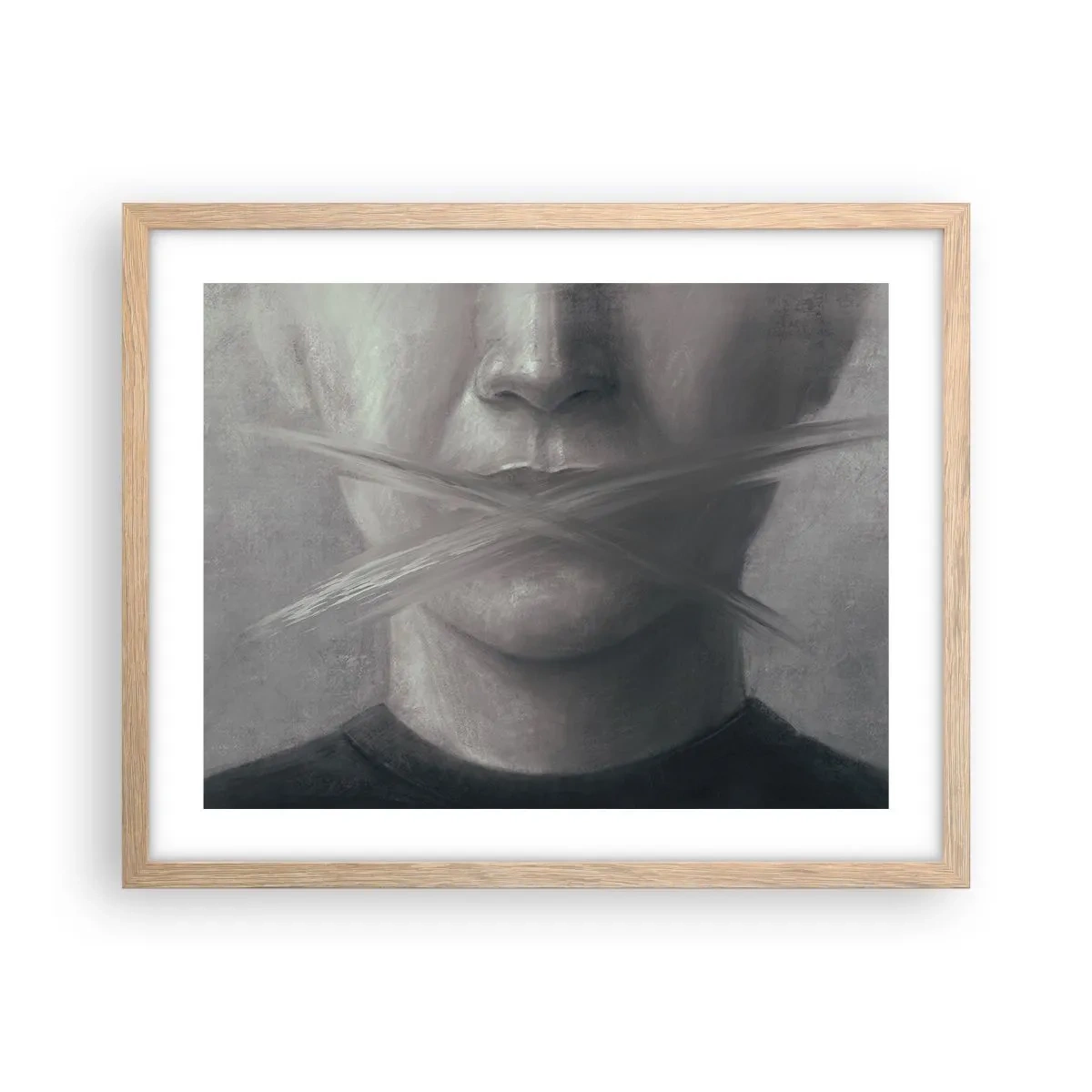 Plakát v rámu světlý dub - Ani slovo - 50x40 cm