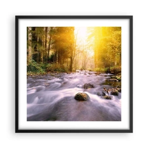 Plakát v černém rámu - Malachit ve stříbrně-zlaté podobě - 50x50 cm