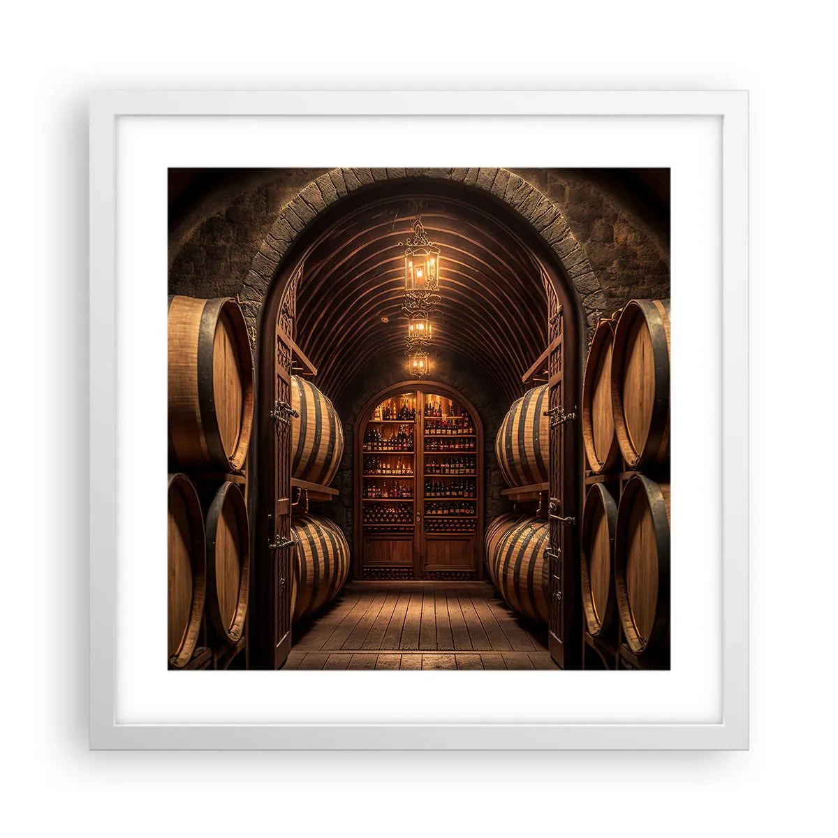 Plakát v bílém rámu - Nádherný sklep - 40x40 cm