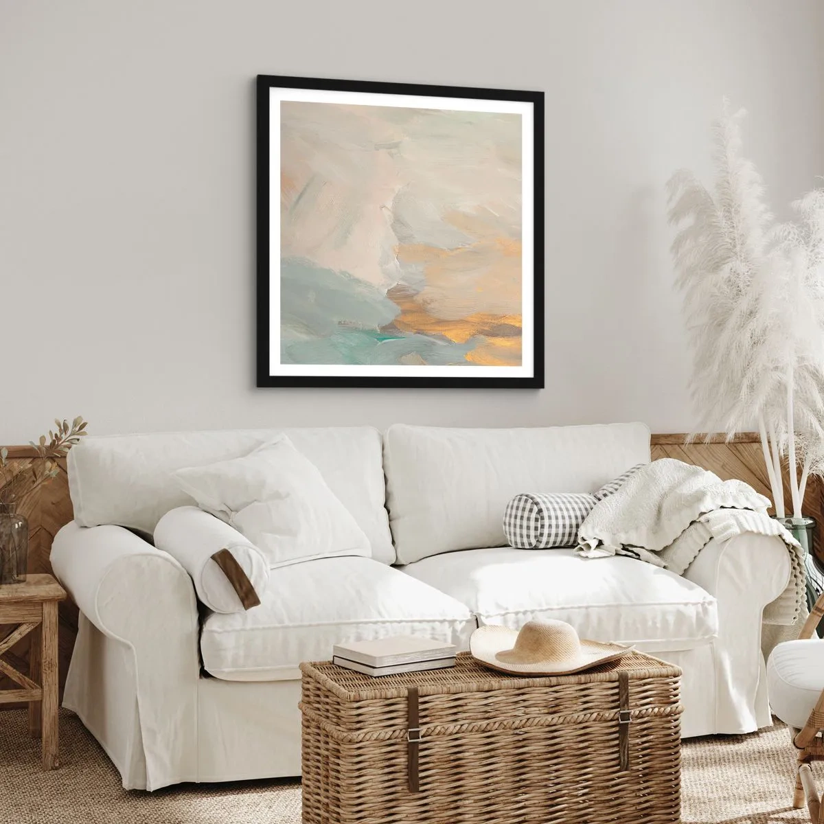 Plakát v černém rámu - Abstrakce – krajina něhy - 60x60 cm