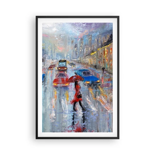 Plakát v černém rámu - Deštivé odpoledne ve městě - 61x91 cm