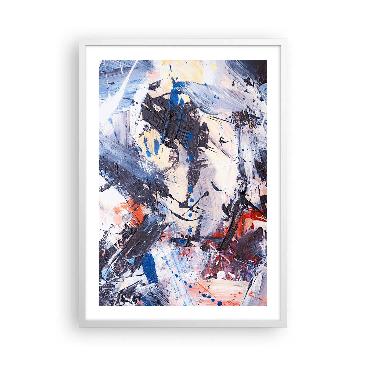 Plakát v bílém rámu - Bláznivý tanec abstrakce - 50x70 cm