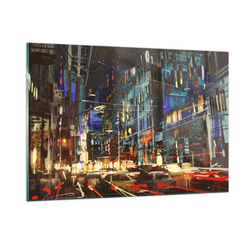 Obraz na skle - Večerní pouliční ruch - 120x80 cm