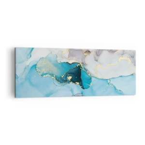 Obraz na plátně - Studie o setkání šedé a tyrkysové - 140x50 cm