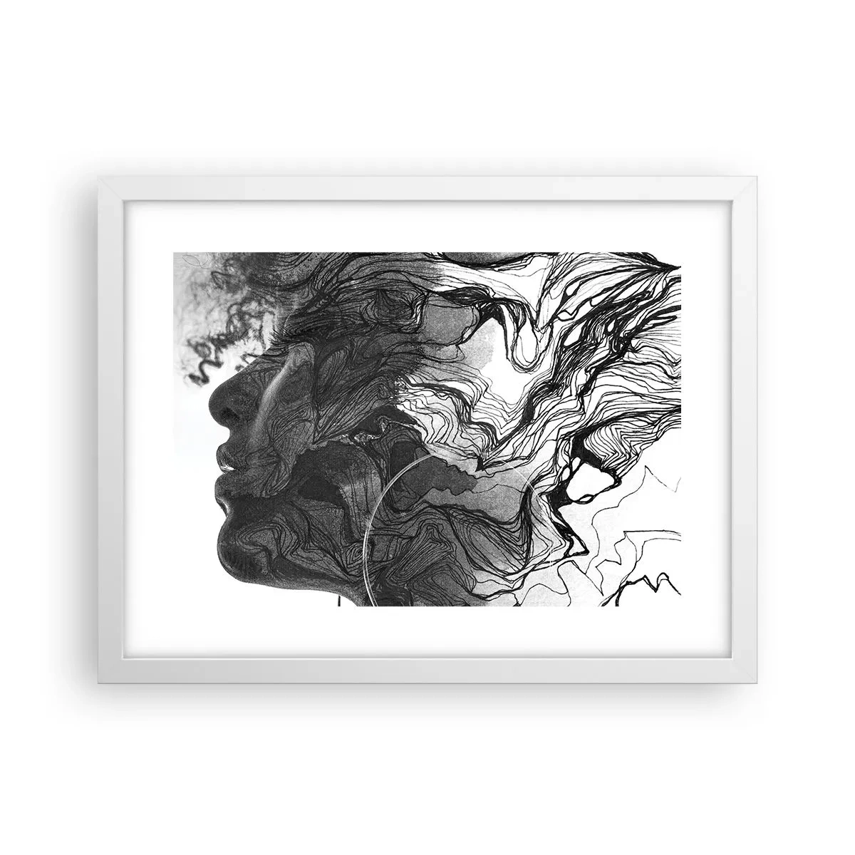 Plakát v bílém rámu - Zapletená ve snech - 40x30 cm
