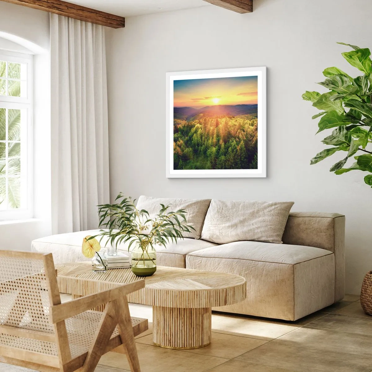 Plakát v bílém rámu - Vrcholky a vrcholy - 40x40 cm