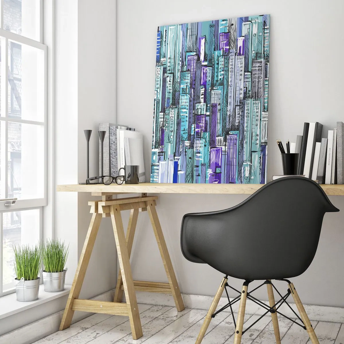 Obraz na skle - Zmodralé od nebe - 50x70 cm