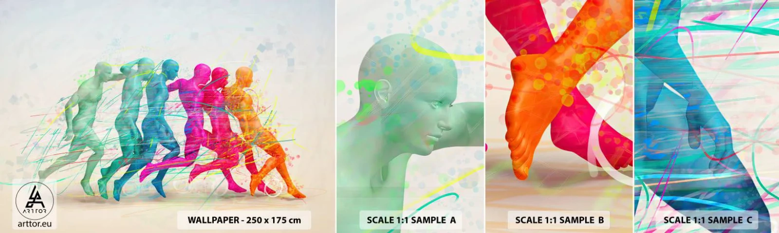 Vzor Fototapety Samolepicí Deluxe Sticker - Harmonie pohybu - Abstrakce, Muž, Sport - 100x30 cm