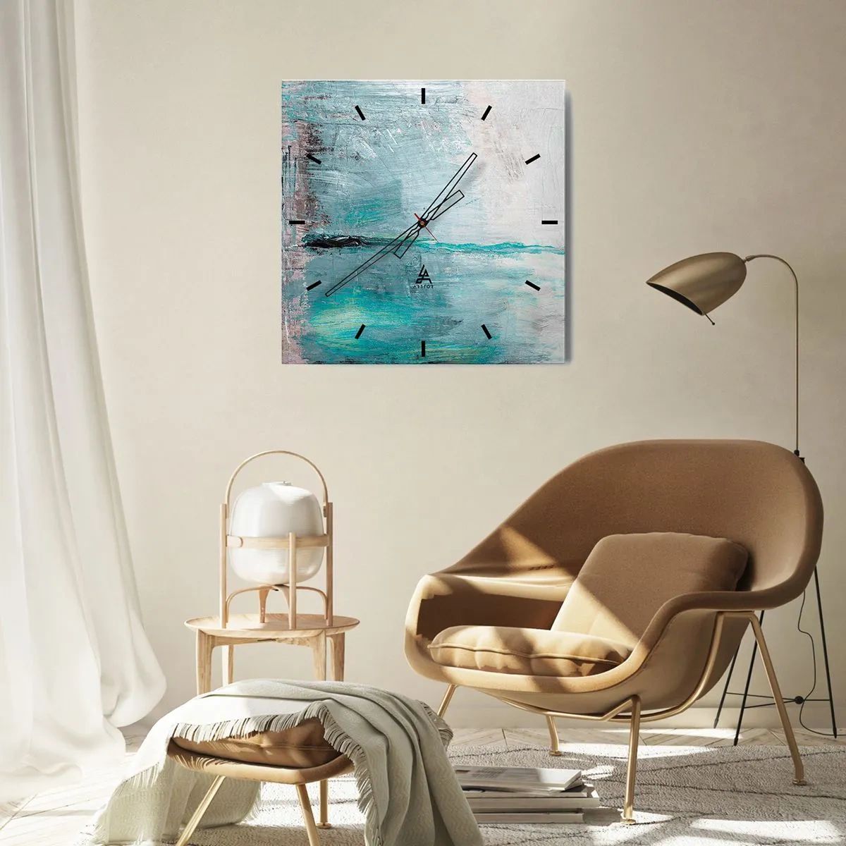 Nástěnné hodiny - Horizontálně v modři - 30x30 cm