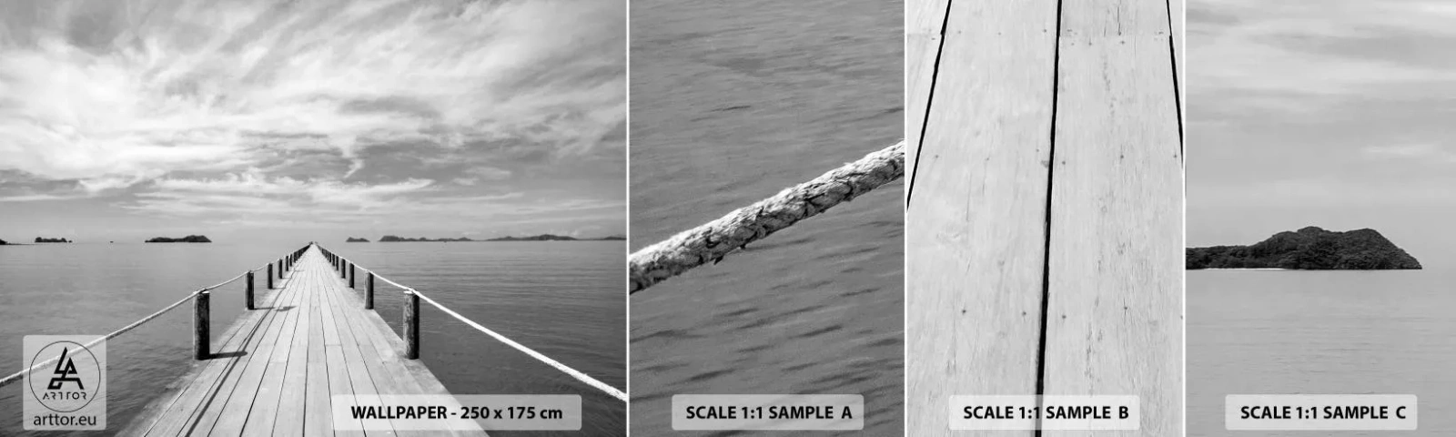 Vzor Fototapety Samolepicí Deluxe Sticker - Co takhle cesta… - Krajina, Moře, Dřevěný most - 100x30 cm