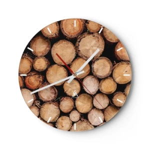 Nástěnné hodiny - Řezané kmeny stromů uspořádané v přírodní kompozici - 30x30cm - Nový začátek - Moderní nástěnná dekorace do obývacího pokoje, kuchyně a ložnice ARTTOR