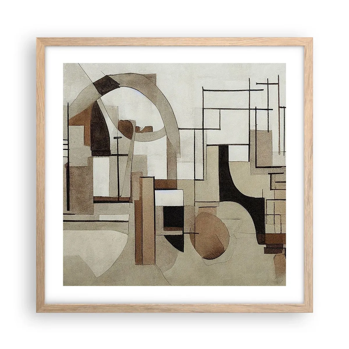 Plakát v rámu světlý dub - Městská krajina 2.0 - 50x50 cm