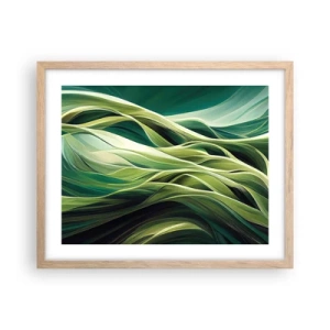 Plakát v rámu světlý dub - Abstraktní hra na zelenou - 50x40 cm