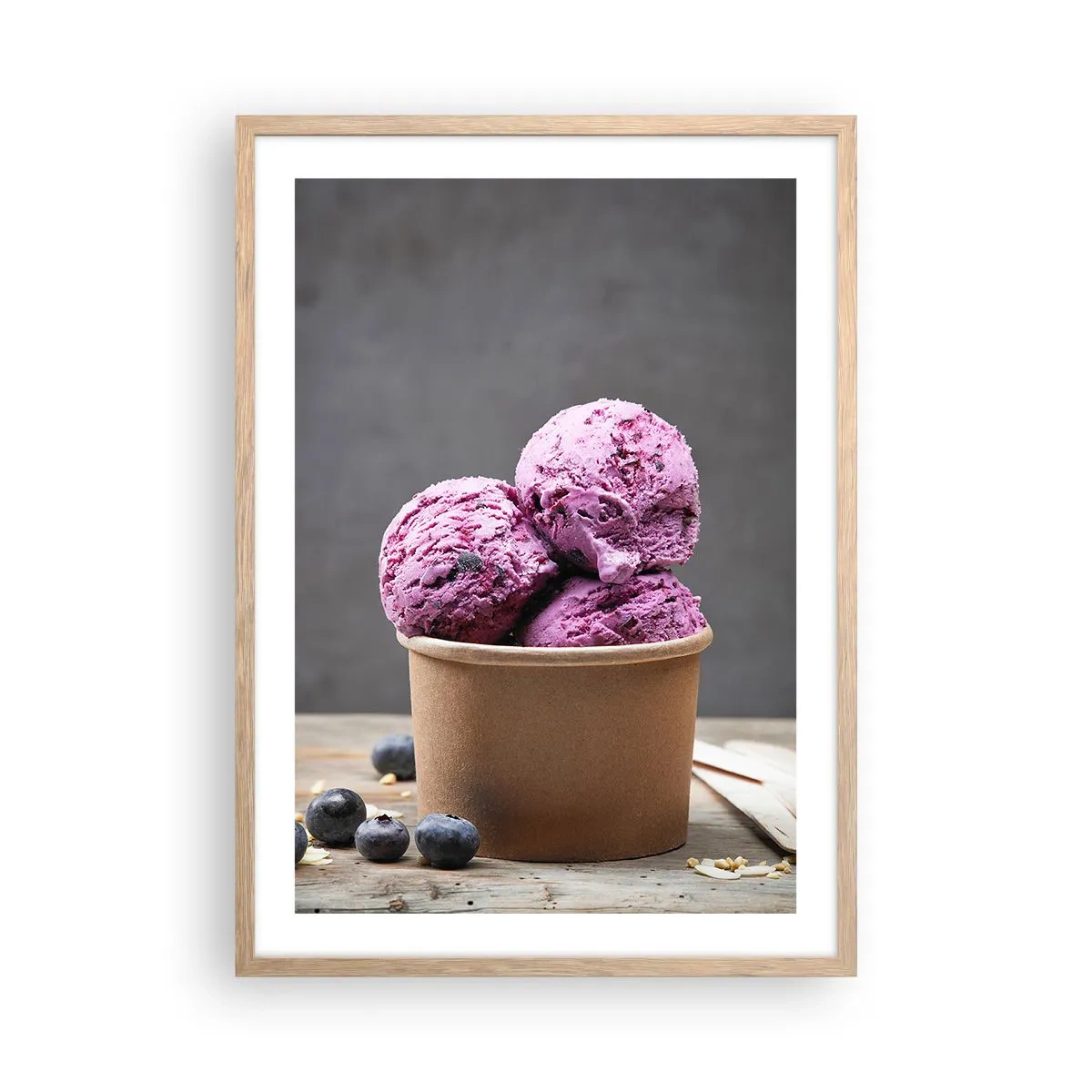Plakát v rámu světlý dub - Sladkost a chlad - 50x70 cm