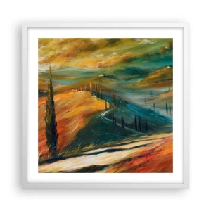 Plakát v bílém rámu - Toskánská krajina - 50x50 cm