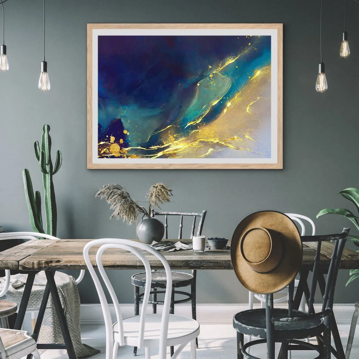 Plakát v rámu světlý dub - Zlatý močál - 100x70 cm