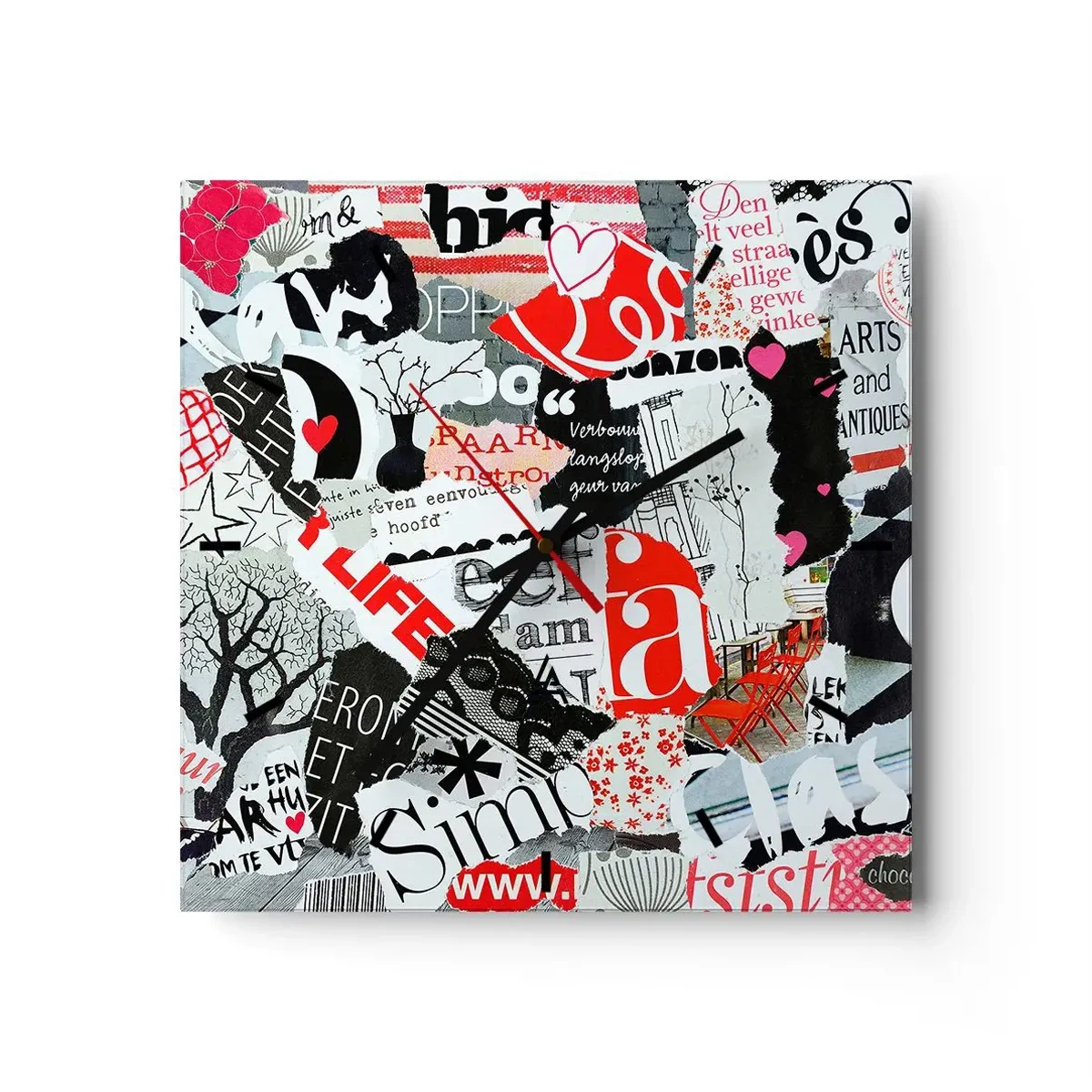 Nástěnné hodiny - Hipsterská koláž - 40x40 cm