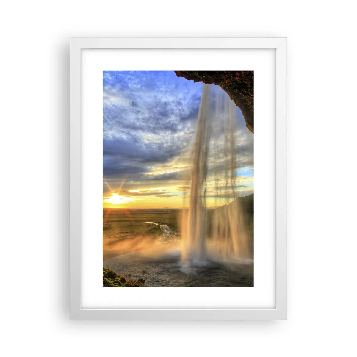 Plakát v bílém rámu - Svět za závojem kapek - 30x40 cm