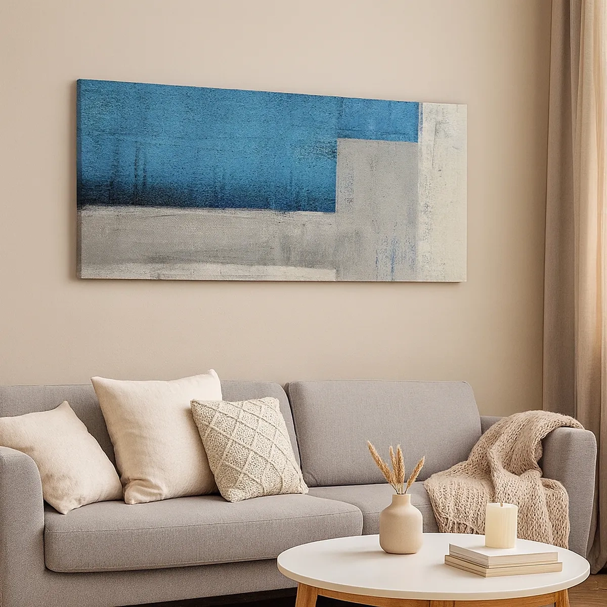 Obraz na plátně - Poetická kompozice šedé a modré - 30x30 cm