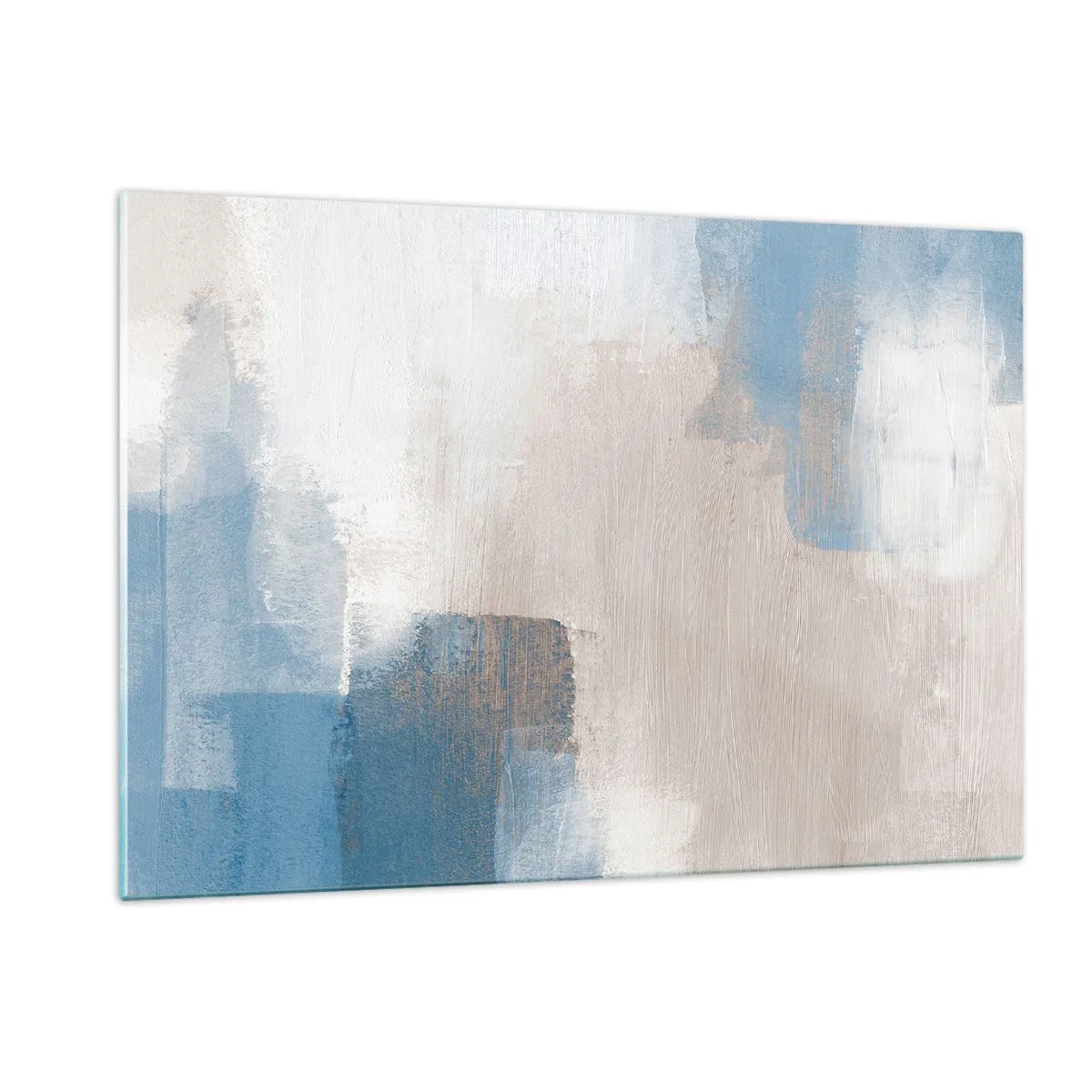 Obraz na skle - Růžová abstrakce za modrým závojem - 120x80 cm