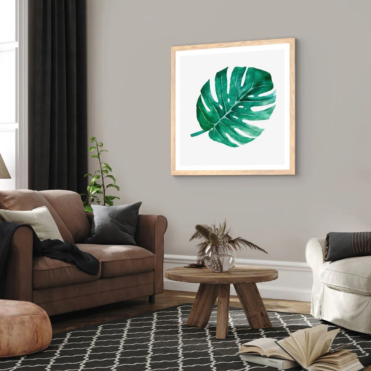 Plakát v rámu světlý dub - Zelený koncept - 60x60 cm