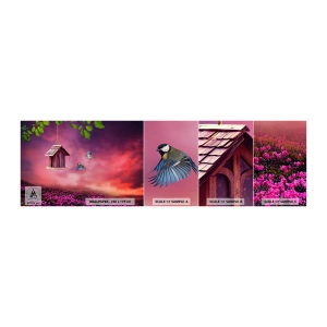 Fototapeta Vzorek Standard Eco - Pozvání na večeři - Krajina, Květiny, Ptačí budka - 100x30 cm