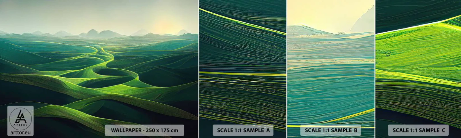 Fototapeta Vzorek Standard Eco - V zelených údolích - Krajina, Louka, údolí - 100x30 cm
