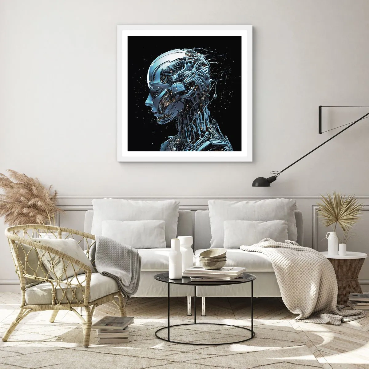 Plakát v bílém rámu - Technologie je žena - 60x60 cm