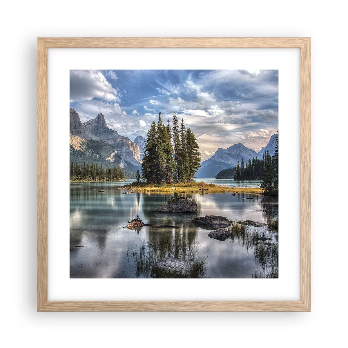 Plakát v rámu světlý dub - U velké a čisté vody… - 40x40 cm