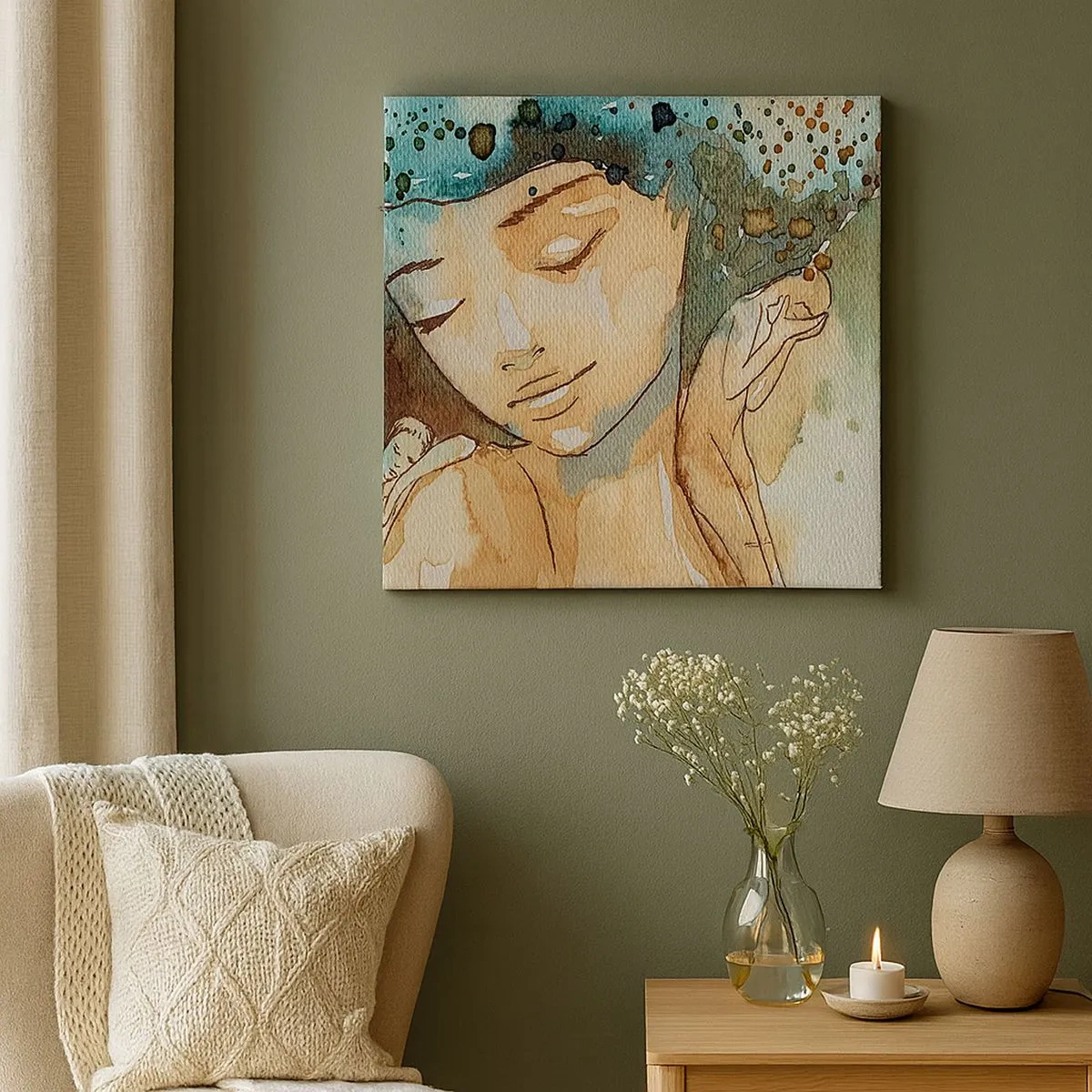 Obraz na plátně - Lady in blue - 30x30 cm