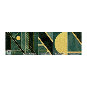 Vzor Fototapety Premium Canvas - Dynamika zlata a lazuritu - Abstrakce, Kus, Geometrický Vzor - 100x30 cm