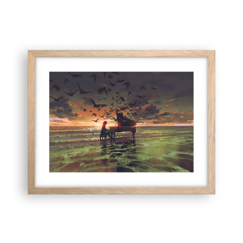 Plakát v rámu světlý dub - Koncert na piano a vlny - 40x30 cm