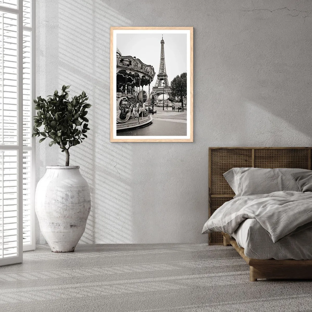 Plakát v rámu světlý dub - Pokud zábava, tak jen v Paříži - 61x91 cm