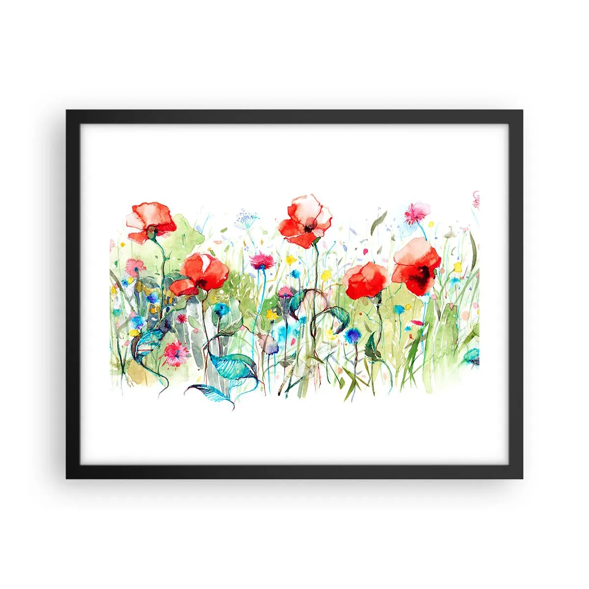 Plakát v černém rámu - Kvetoucí louka v květnu - 50x40 cm