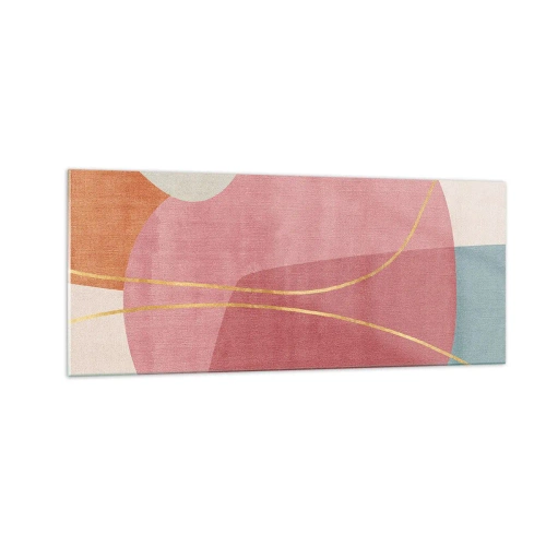 Obraz na skle - Pastelová kompozice se zlatou nití - 100x40 cm