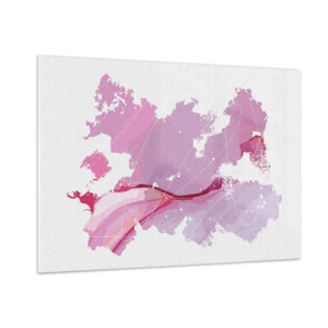 Obraz na skle - Mapa růžového světa - 100x70 cm