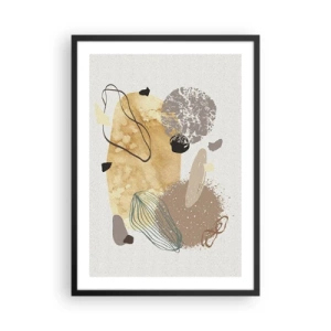 Plakát v černém rámu - Abstraktní kompozice v přírodních odstínech - 50x70cm - Abstraktní švestka - Moderní nástěnná dekorace do obývacího pokoje a ložnice ARTTOR