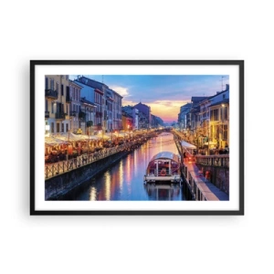 Plakát v černém rámu - Večer plný světla a zábavy - 70x50 cm