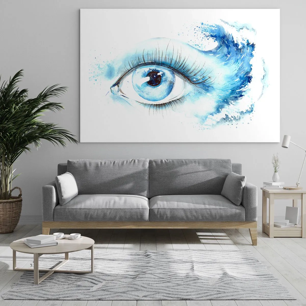 Obraz na skle - Ponořit se do modři pohledu - 120x80 cm