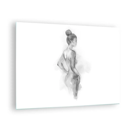 Obraz na skle - Jemná ženská silueta namalovaná akvarelem na bílém pozadí - 70x50cm - Krásné jako malba - Moderní nástěnná dekorace do obývacího pokoje a ložnice ARTTOR