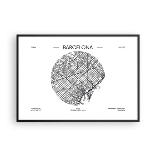 Plakát v černém rámu - Anatomie Barcelony - 100x70 cm