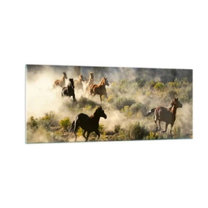 Obraz na skle - Rivalita - svoboda nebo mužská síla? - 100x40 cm