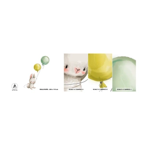 Fototapeta Vzorek Standard Eco - Já poletím také! - Pro děti, Králičí, Barevné balónky - 100x30 cm