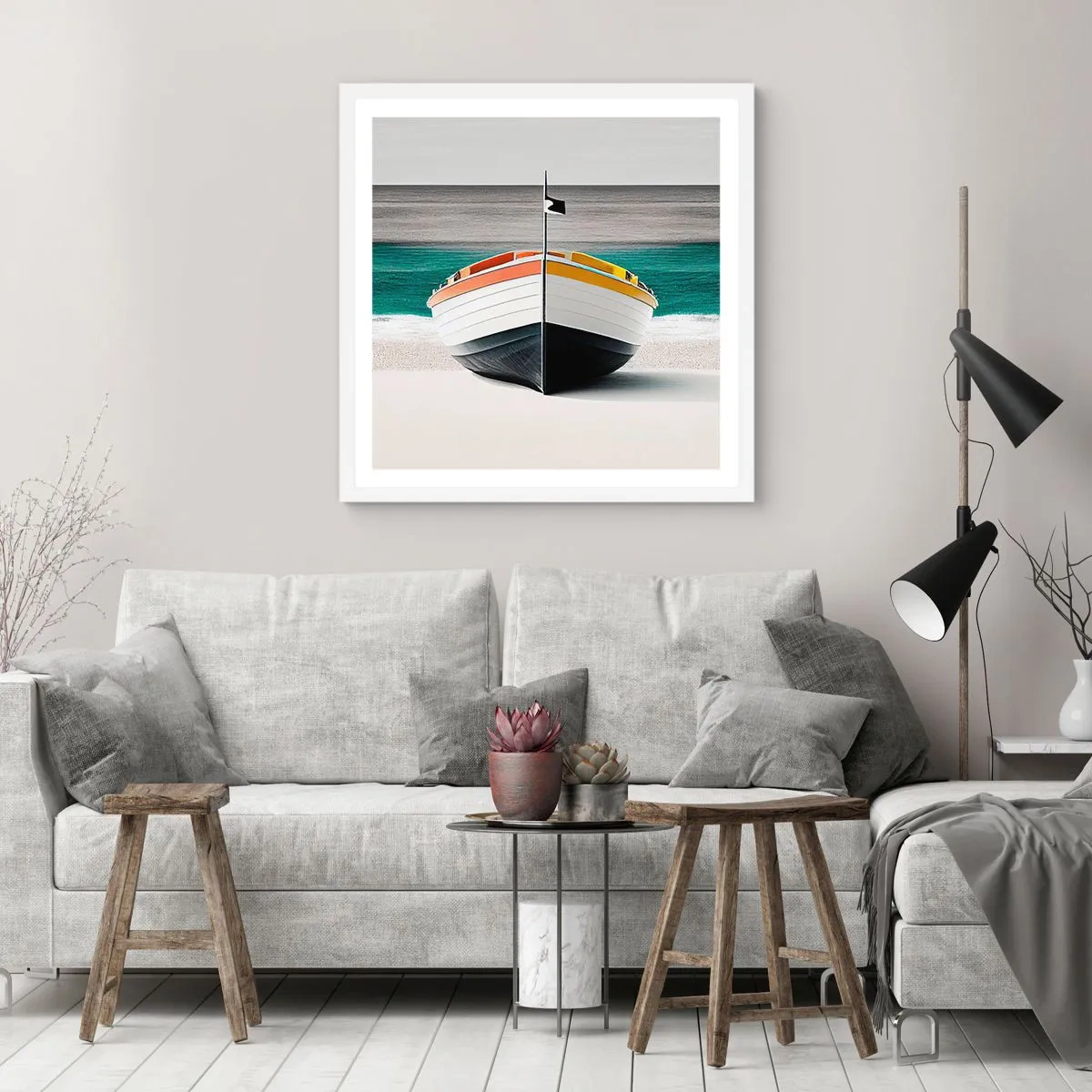 Plakát v bílém rámu - Na správném místě - 60x60 cm