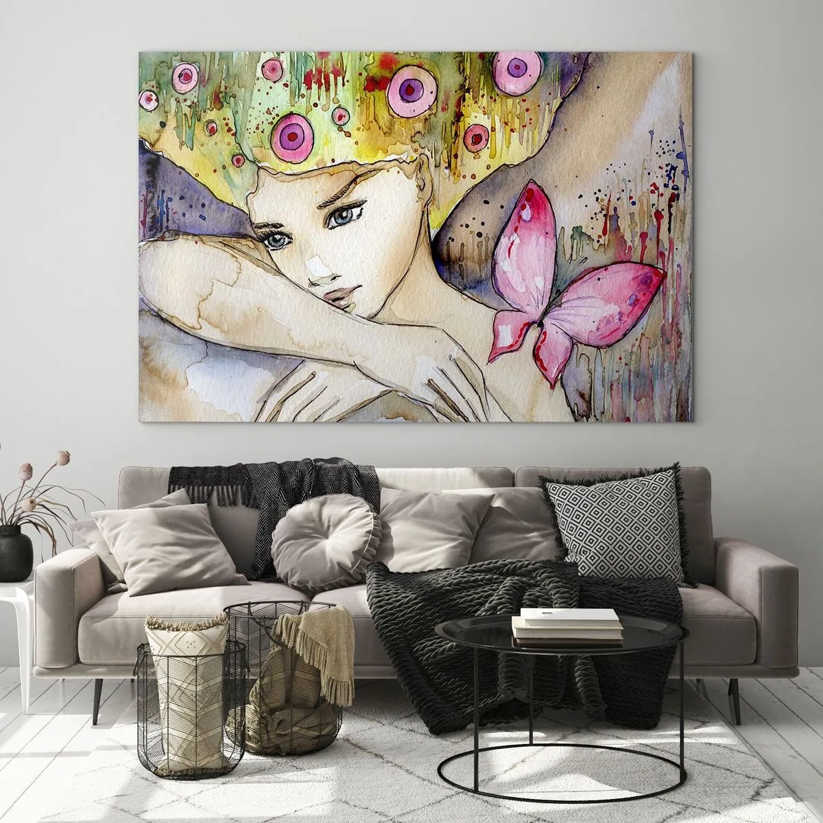 Obraz na skle - Motýlí princezna - 120x80 cm