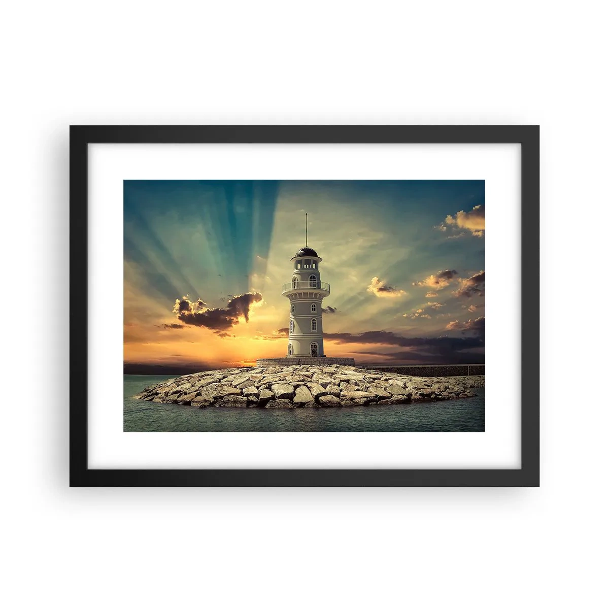 Plakát v černém rámu - Světlo - Dobro - Krása - 40x30 cm