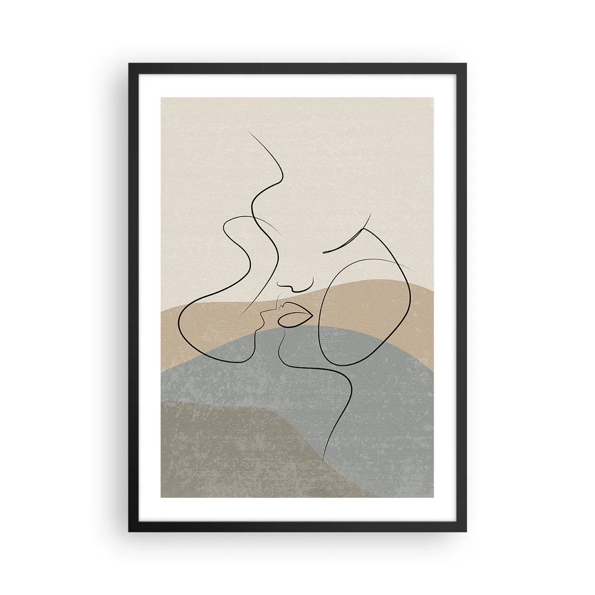 Plakát v černém rámu - Minimalistická linie, která vytváří ženský výraz - 50x70cm - Jako tah štětcem - Moderní nástěnná dekorace do obývacího pokoje a ložnice ARTTOR
