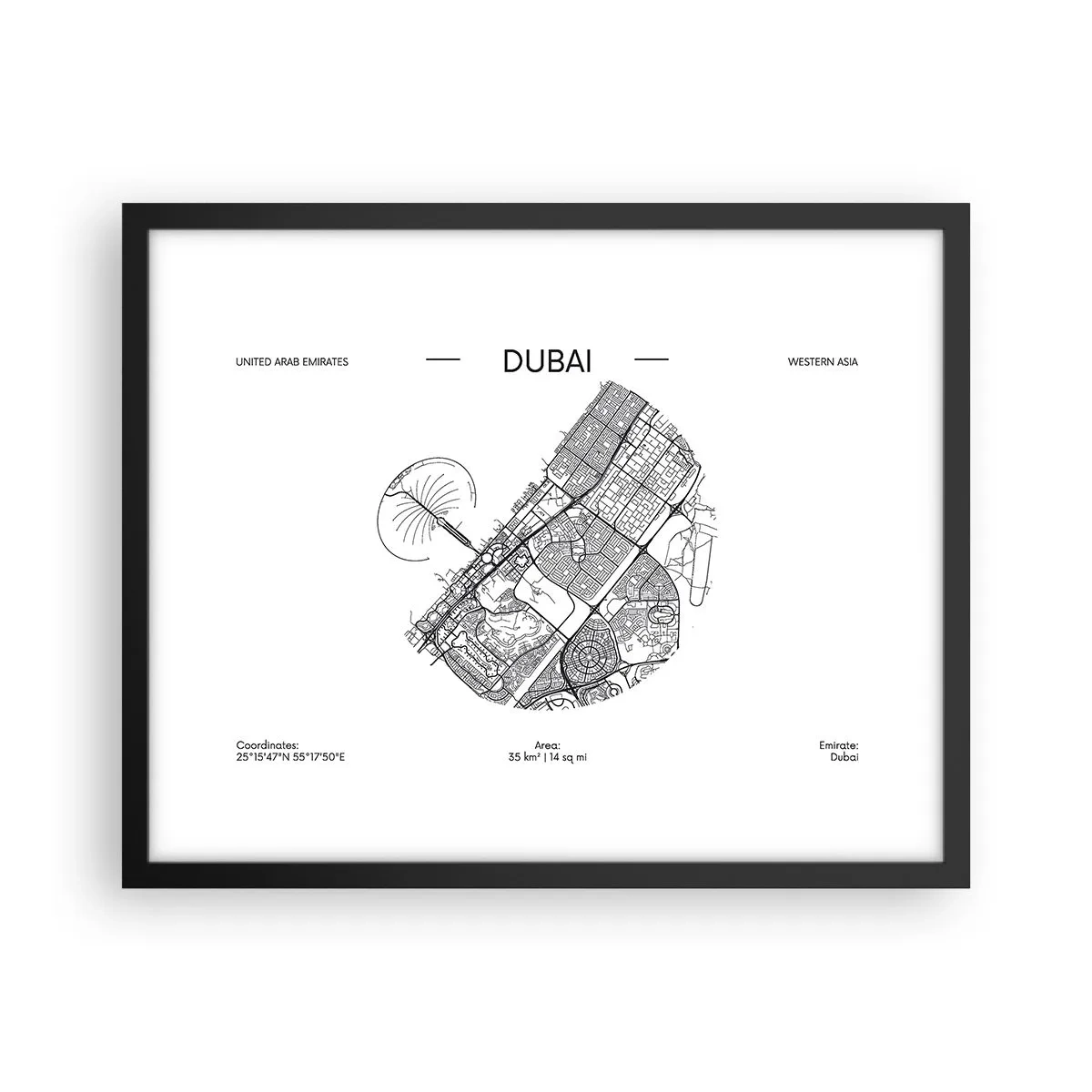 Plakát v černém rámu - Anatomie Dubaje - 50x40 cm