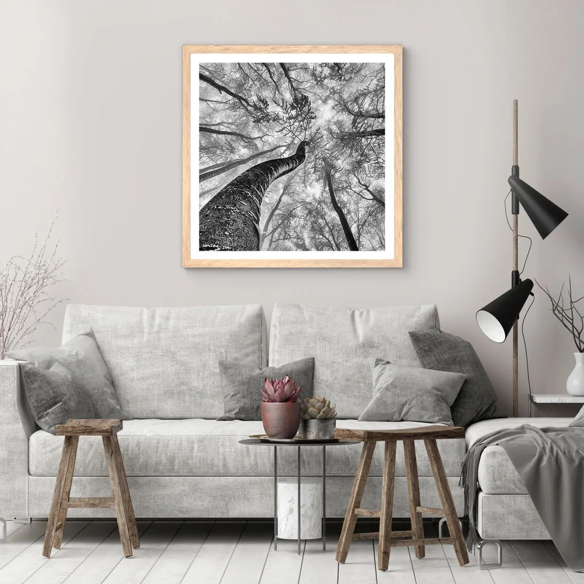 Plakát v rámu světlý dub - Závod ke světlu - 40x40 cm